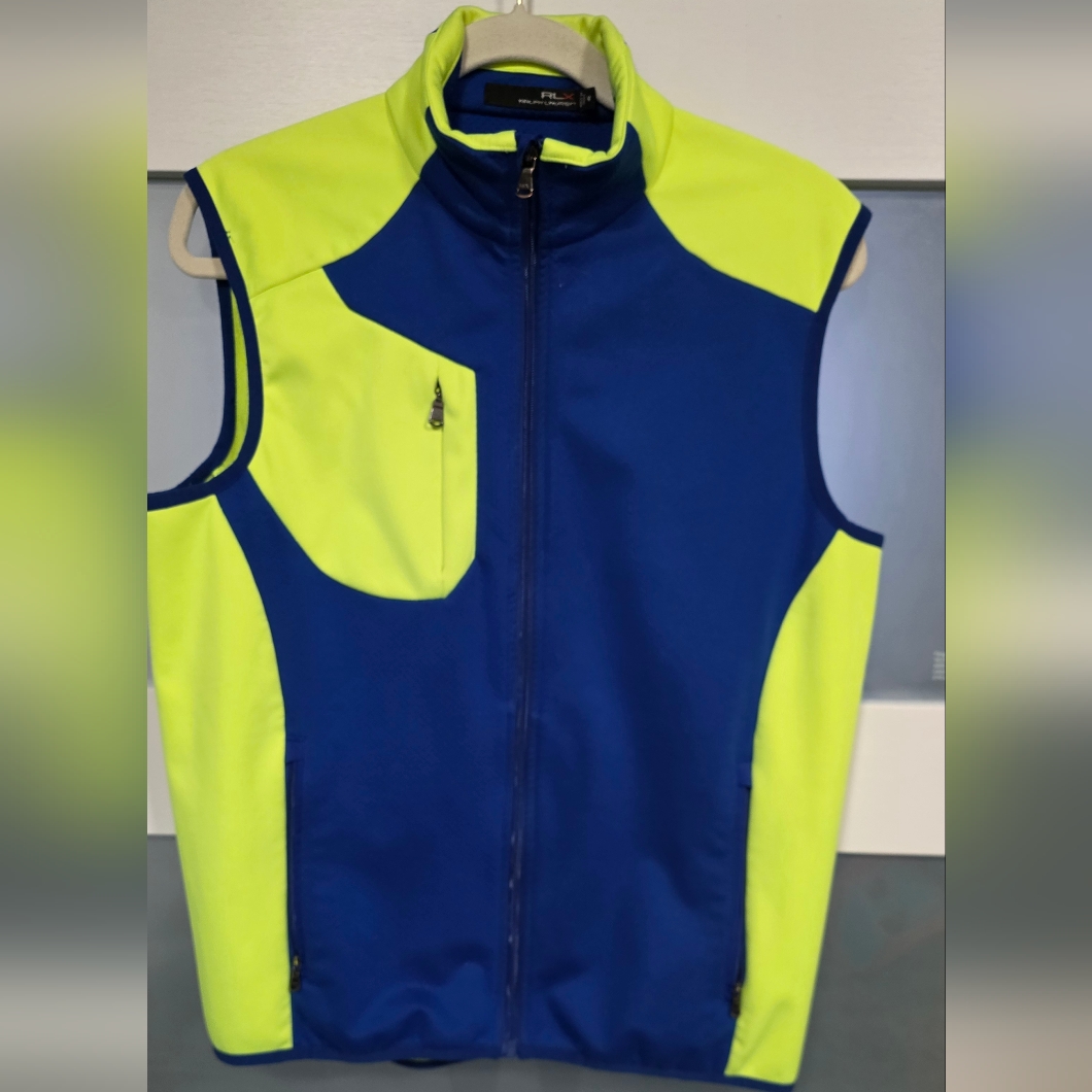 Ralph Lauren Rlx Neon Yellow And Blue Zip-Up Vest